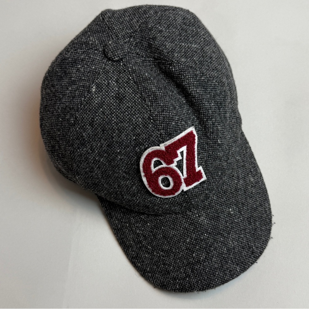 Gray Cap with Red Embroidery